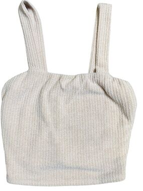 Lulu's Medium Beige Ribbed Knit Tank Top